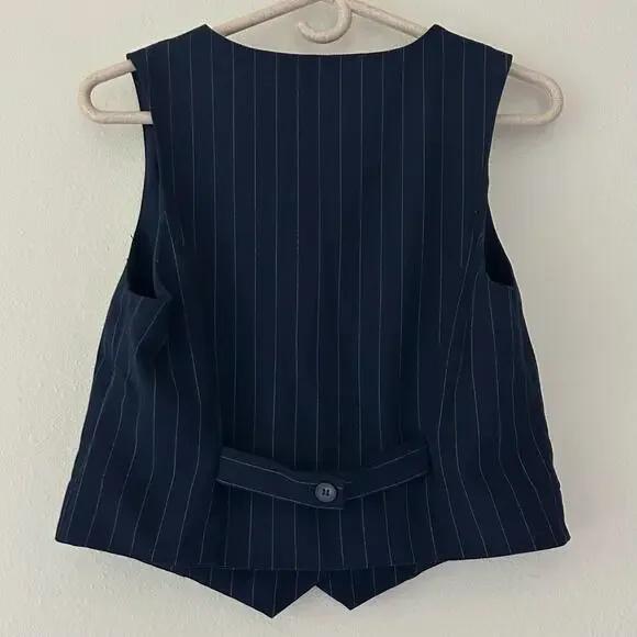 Navy Pinstripe Vest Size 6 - Picture 7 of 11